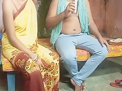 Indian Deshi Bhabhi Eating Food With Dever